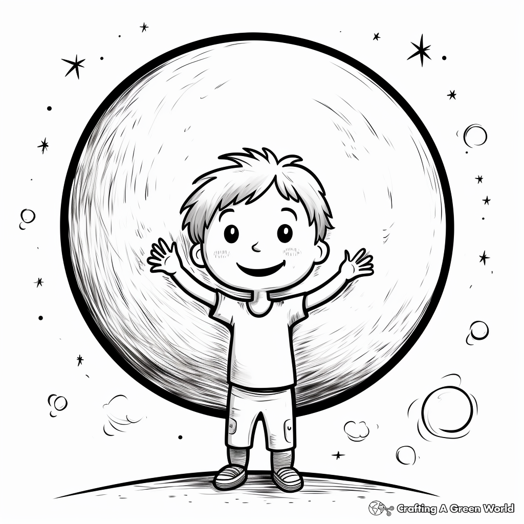 Kid-Friendly Cartoon Full Moon Coloring Pages 3