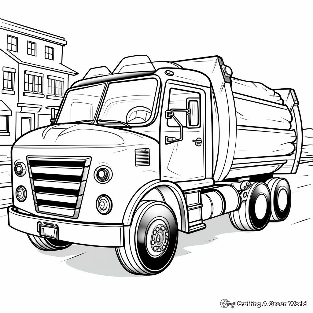 Kid-Friendly Cartoon Garbage Truck Coloring Sheets 1