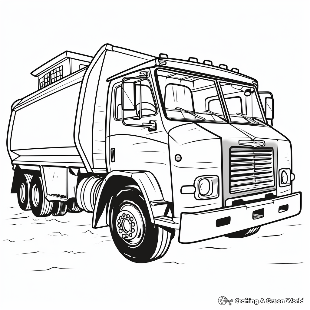 Kid-Friendly Cartoon Garbage Truck Coloring Sheets 3
