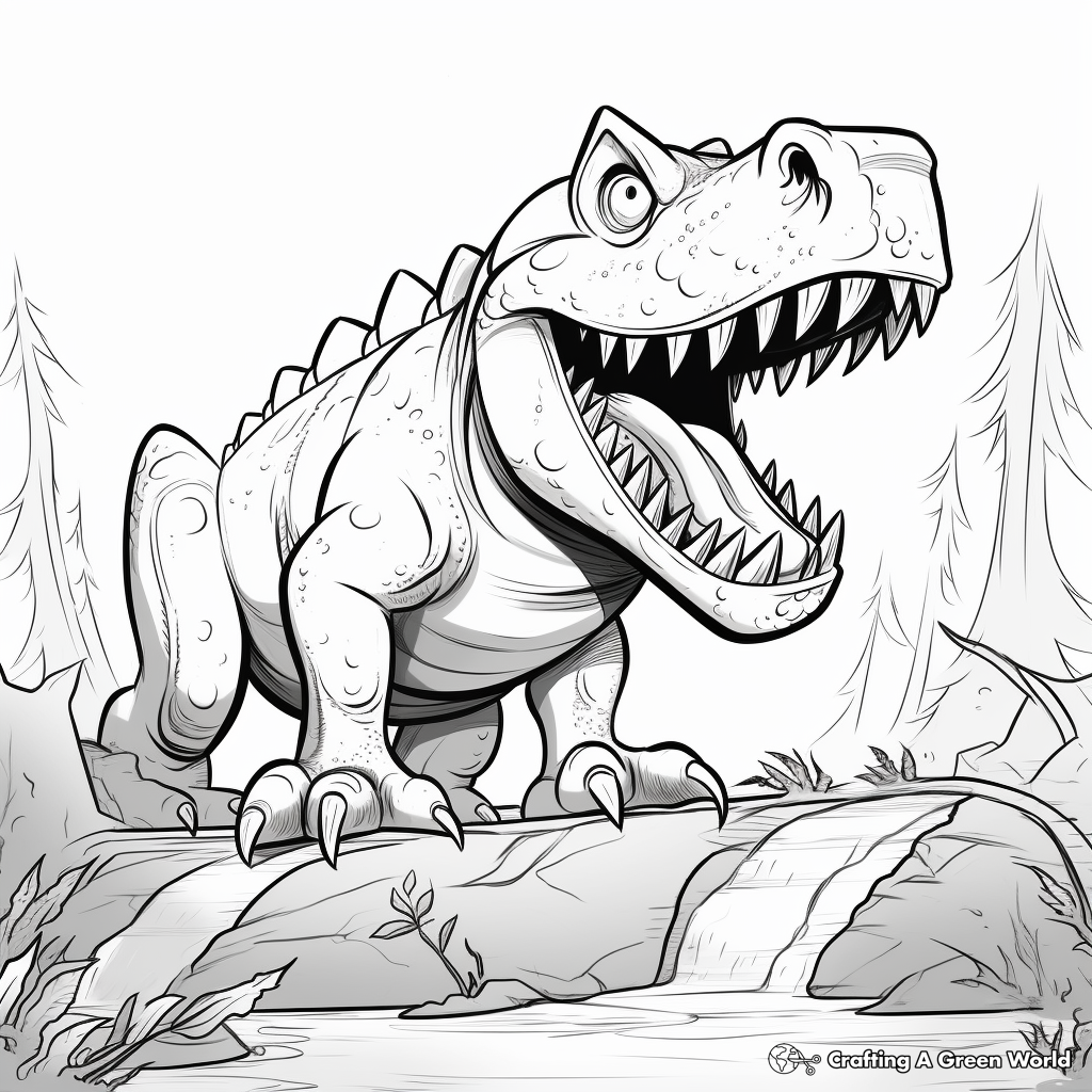 Kid-Friendly Cartoon Giganotosaurus Coloring Pages 1