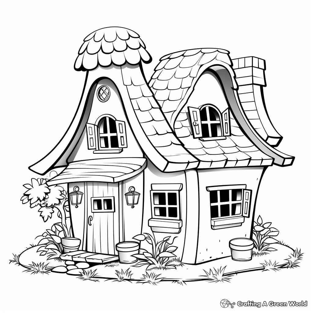 Kid-Friendly Cartoon Gnome House Coloring Pages 2