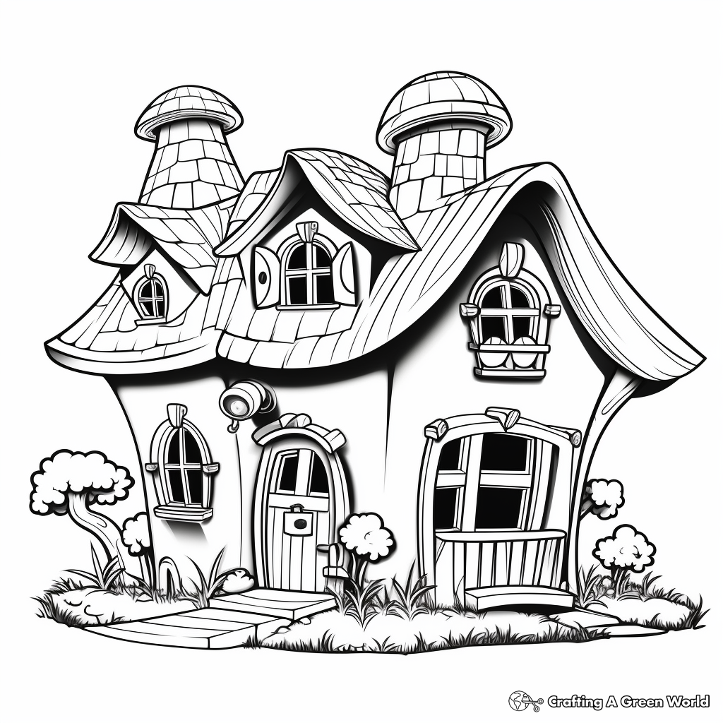 Kid-Friendly Cartoon Gnome House Coloring Pages 3