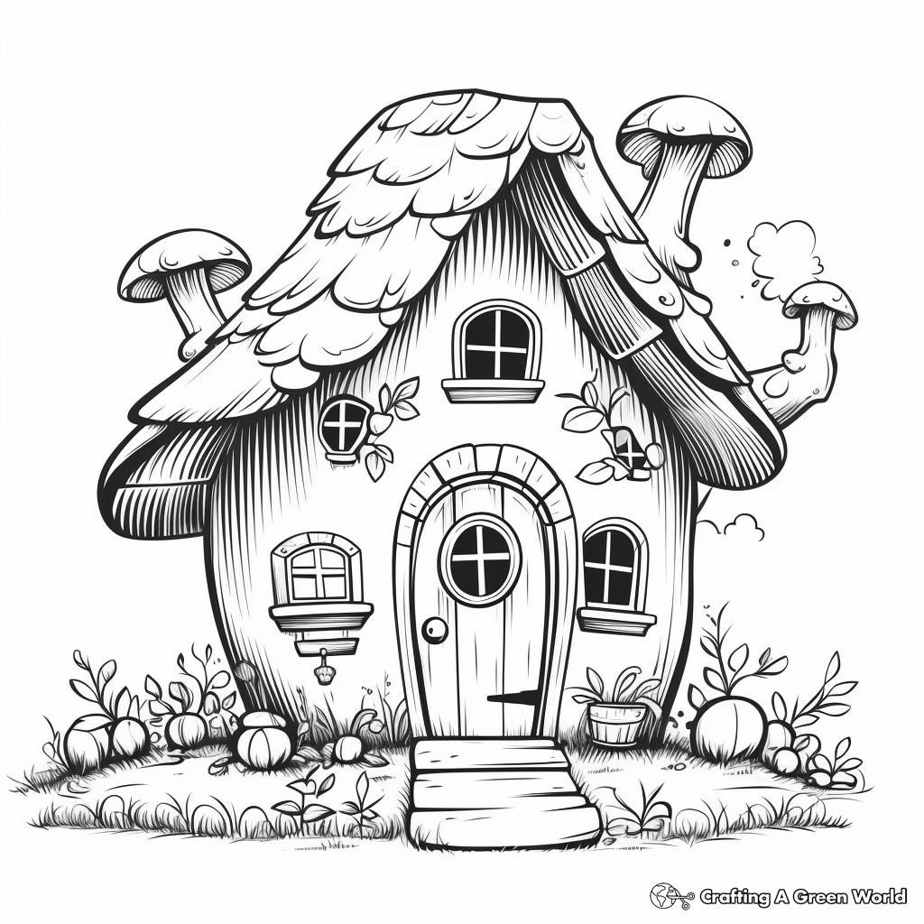 Kid-Friendly Cartoon Gnome House Coloring Pages 4