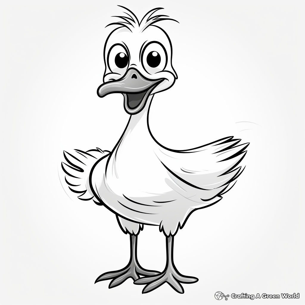 Kid-Friendly Cartoon Goose Coloring Pages 3