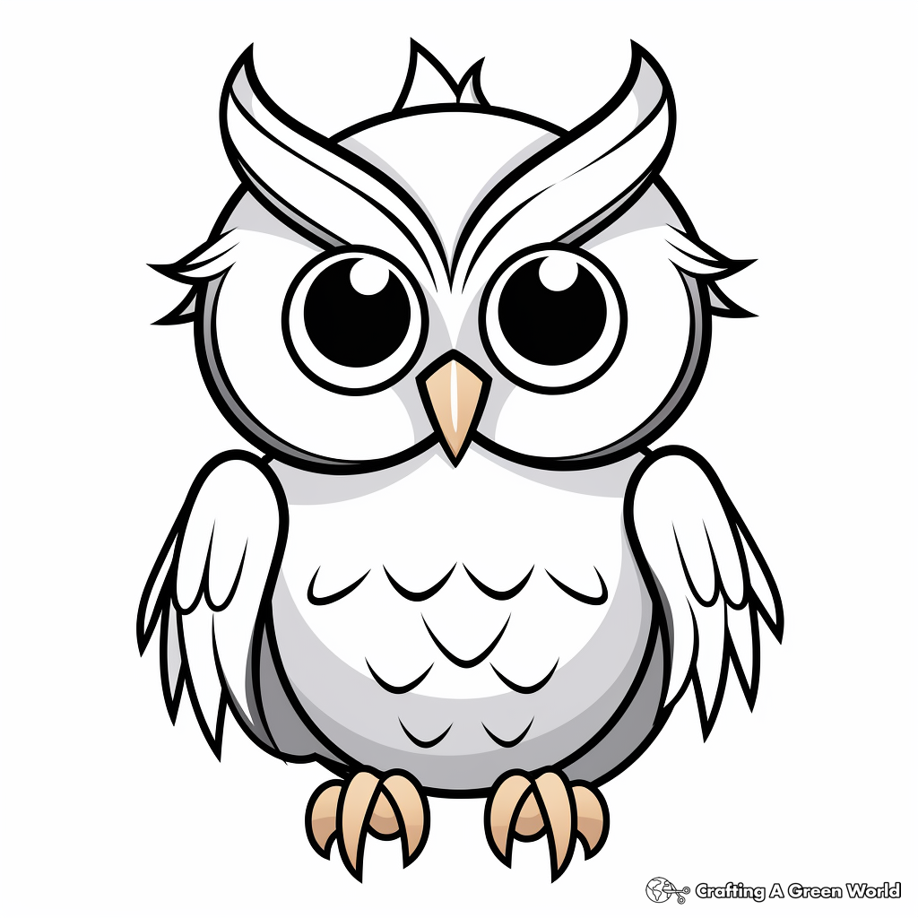 Kid-Friendly Cartoon Great Horned Owl Coloring Pages 1