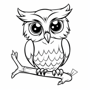 Kid-Friendly Cartoon Great Horned Owl Coloring Pages 2