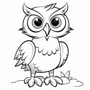 Kid-Friendly Cartoon Great Horned Owl Coloring Pages 3