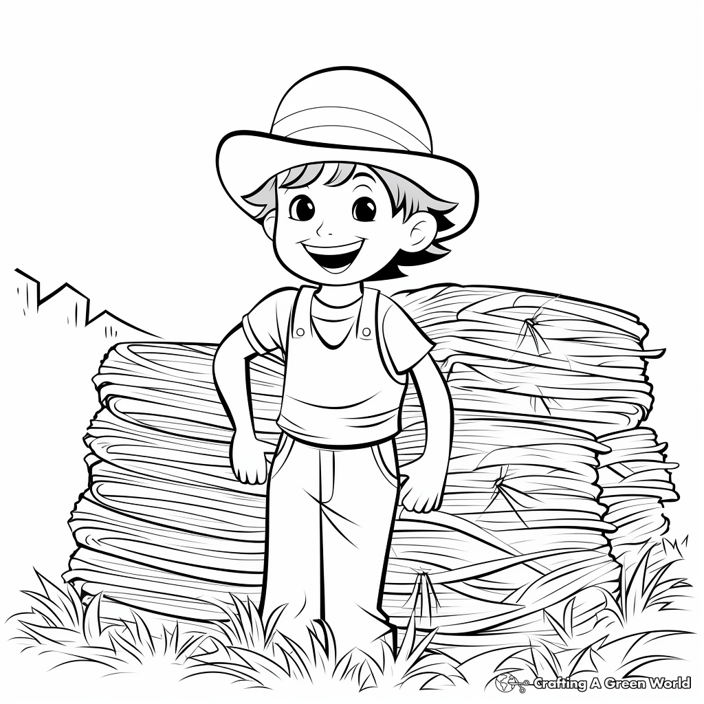 Kid-Friendly Cartoon Haystack Coloring Pages 1