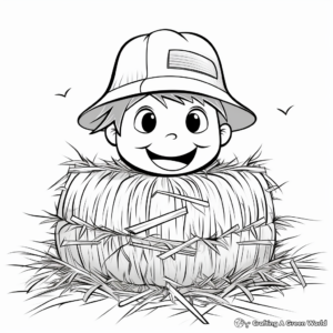Kid-Friendly Cartoon Haystack Coloring Pages 2