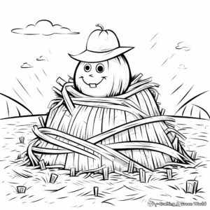 Kid-Friendly Cartoon Haystack Coloring Pages 3