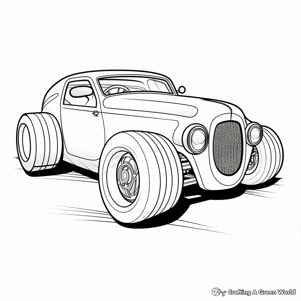 Kid-Friendly Cartoon Hot Rod Coloring Pages 2
