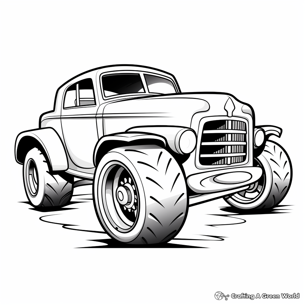Kid-Friendly Cartoon Hot Rod Coloring Pages 4