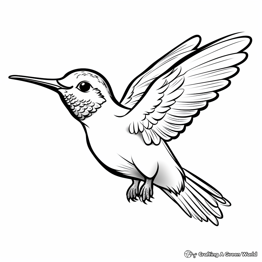 Kid-Friendly Cartoon Hummingbird Coloring Pages 1
