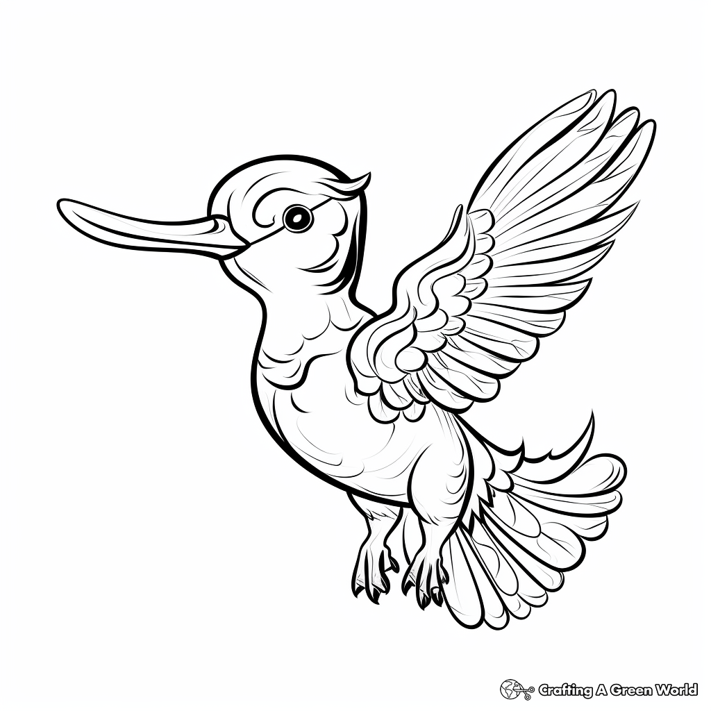 Kid-Friendly Cartoon Hummingbird Coloring Pages 4