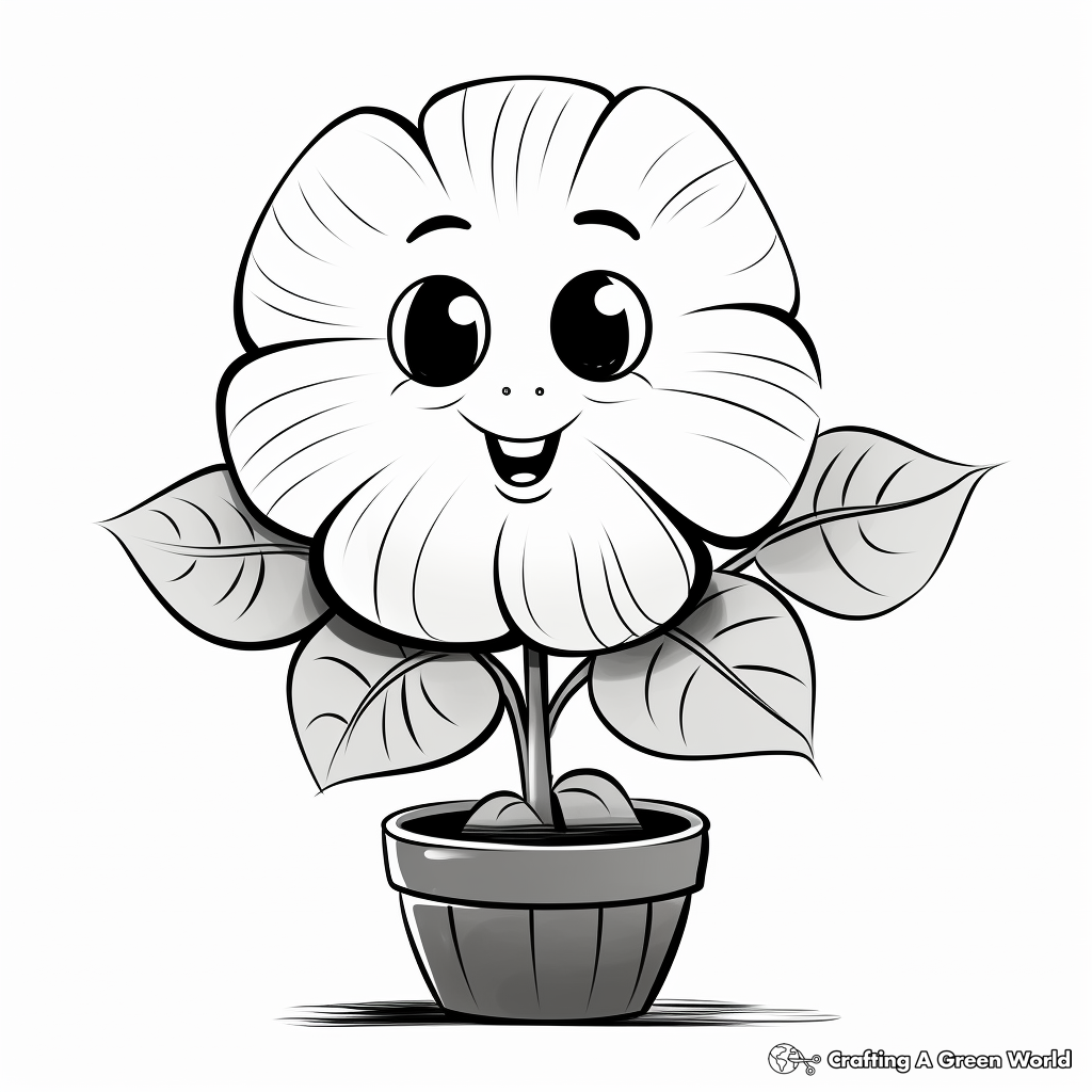 Kid-Friendly Cartoon Hydrangea Coloring Pages 3