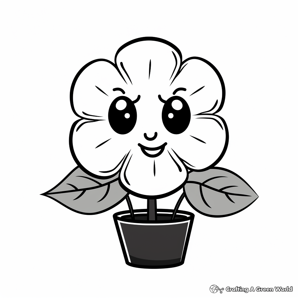 Kid-Friendly Cartoon Hydrangea Coloring Pages 4