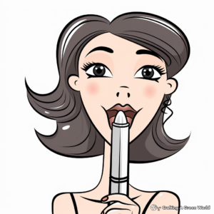 Kid-Friendly Cartoon Lipstick Coloring Pages 1