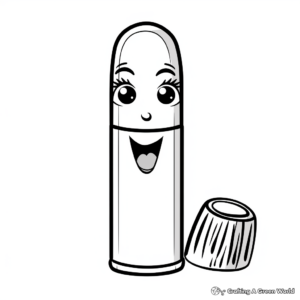 Kid-Friendly Cartoon Lipstick Coloring Pages 3