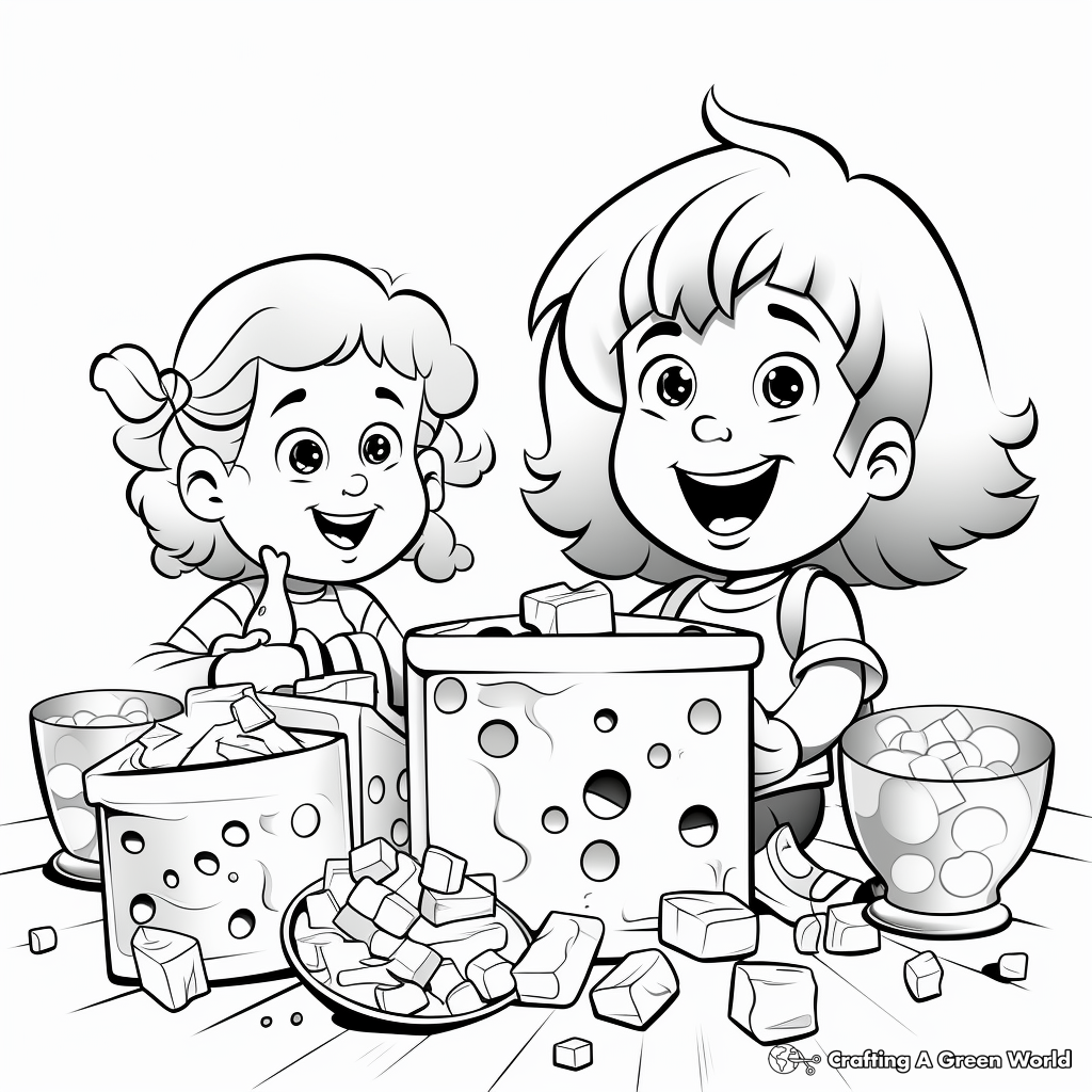 Kid-Friendly Cartoon Mac and Cheese Coloring Pages 1