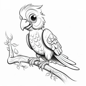 Kid-Friendly Cartoon Macaw Coloring Pages 4