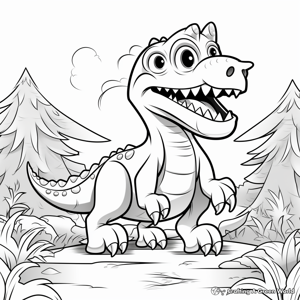 Kid-Friendly Cartoon Megalosaurus Coloring Pages 1