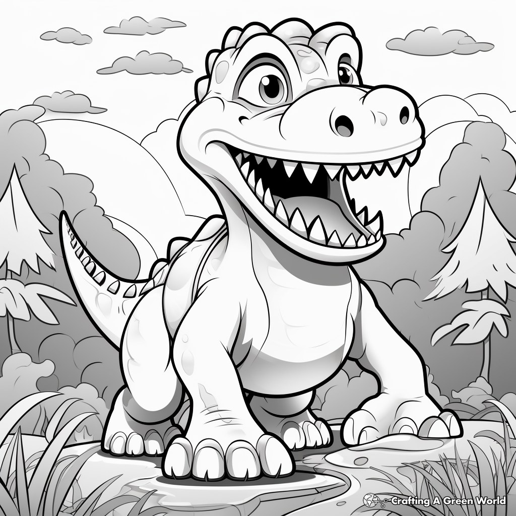 Kid-Friendly Cartoon Megalosaurus Coloring Pages 2