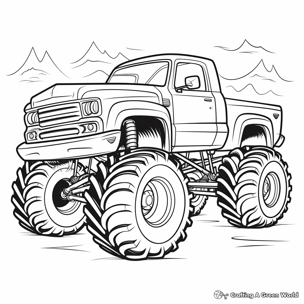 Kid-Friendly Cartoon Monster Truck Coloring Pages 2