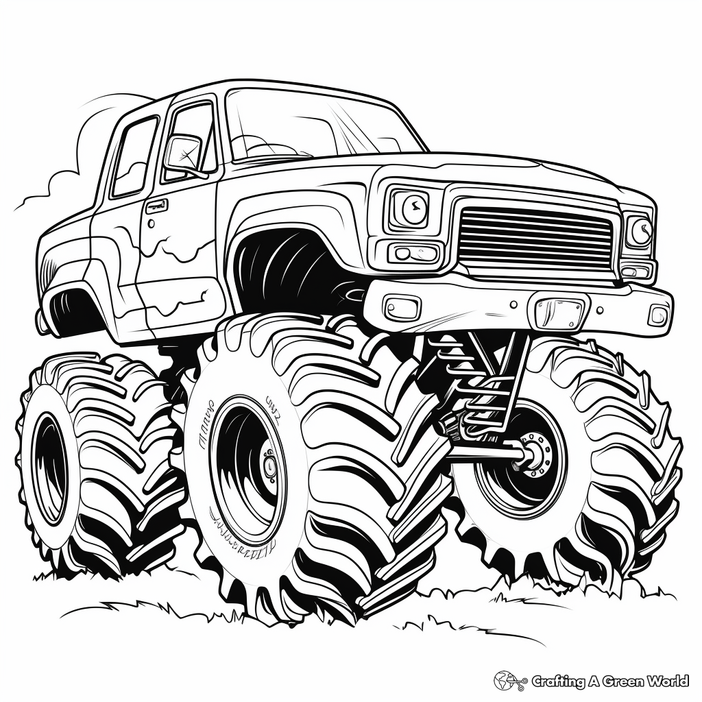 Kid-Friendly Cartoon Monster Truck Coloring Pages 4