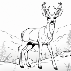Kid-Friendly Cartoon Mule Deer Coloring Pages 1