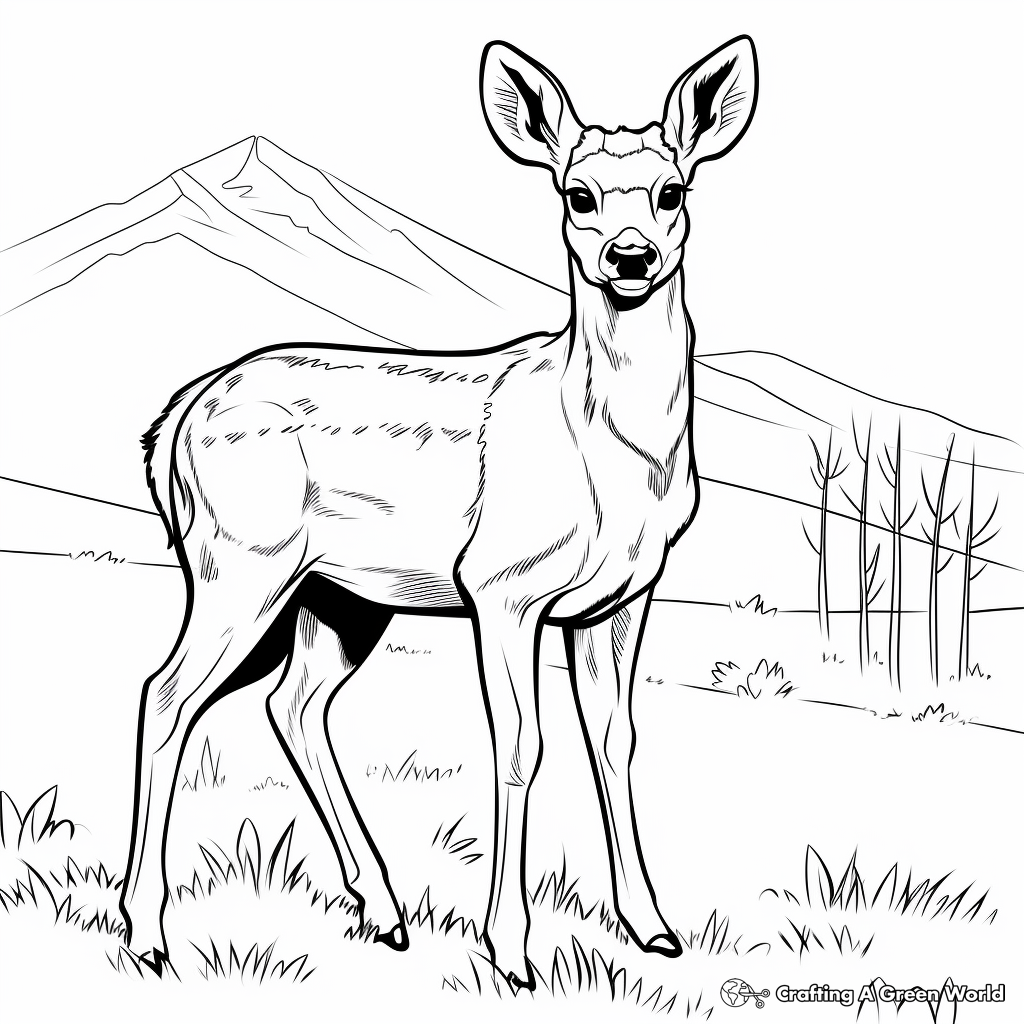 Kid-Friendly Cartoon Mule Deer Coloring Pages 3