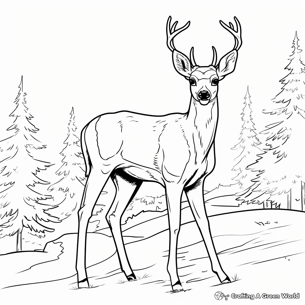 Kid-Friendly Cartoon Mule Deer Coloring Pages 4
