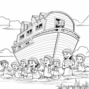 Kid-Friendly Cartoon Noah's Ark Coloring Pages 1