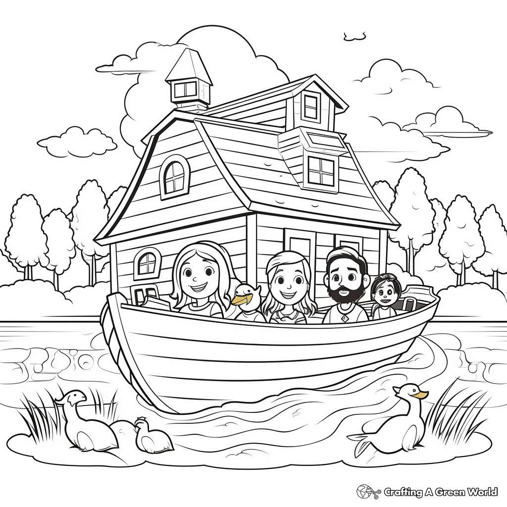 Kid-Friendly Cartoon Noah's Ark Coloring Pages 2