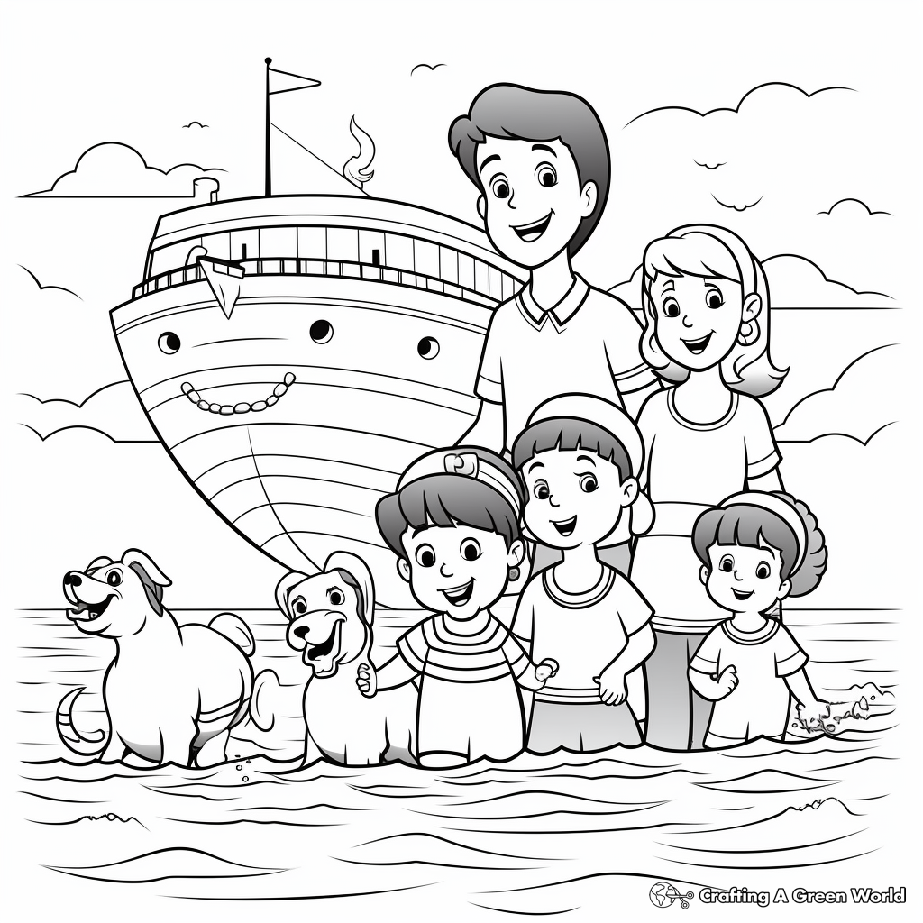 Kid-Friendly Cartoon Noah's Ark Coloring Pages 4