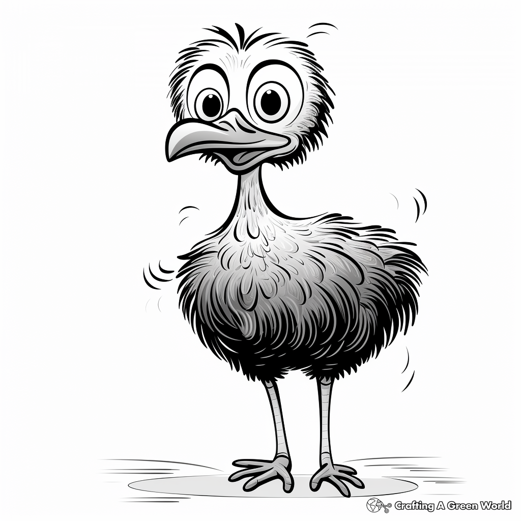 Kid-Friendly Cartoon Ostrich Coloring Pages 1