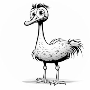 Kid-Friendly Cartoon Ostrich Coloring Pages 3