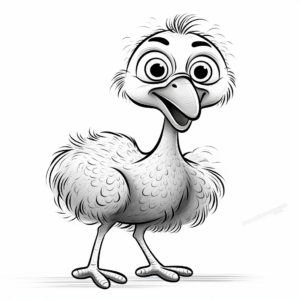 Kid-Friendly Cartoon Ostrich Coloring Pages 4