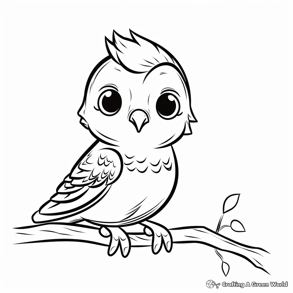 Kid-Friendly Cartoon Parakeet Coloring Pages 1