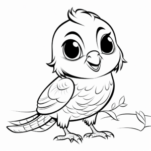 Kid-Friendly Cartoon Parakeet Coloring Pages 3