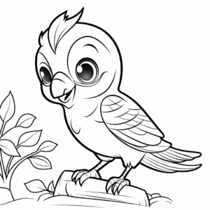 Kid-Friendly Cartoon Parakeet Coloring Pages 4