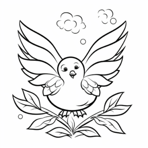Kid-Friendly Cartoon Peace Dove Coloring Pages 1