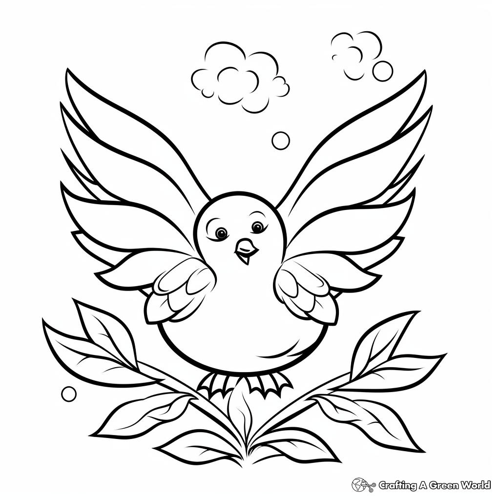 Kid-Friendly Cartoon Peace Dove Coloring Pages 1