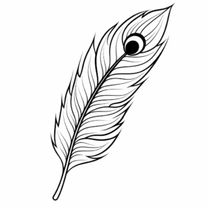 Kid-Friendly Cartoon Peacock Feather Coloring Pages 3