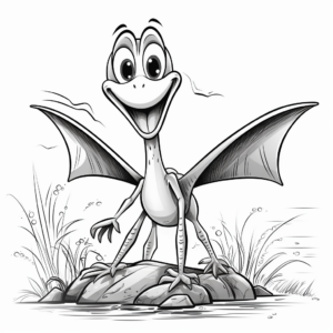 Kid-Friendly Cartoon Pteranodon Coloring Pages 1