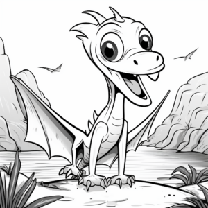 Kid-Friendly Cartoon Pteranodon Coloring Pages 3
