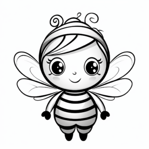 Kid-Friendly Cartoon Queen Bee Coloring Pages 1