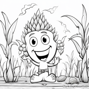 Kid-Friendly Cartoon Rainbow Corn Coloring Pages 3