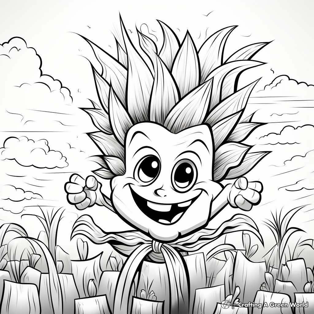 Kid-Friendly Cartoon Rainbow Corn Coloring Pages 4