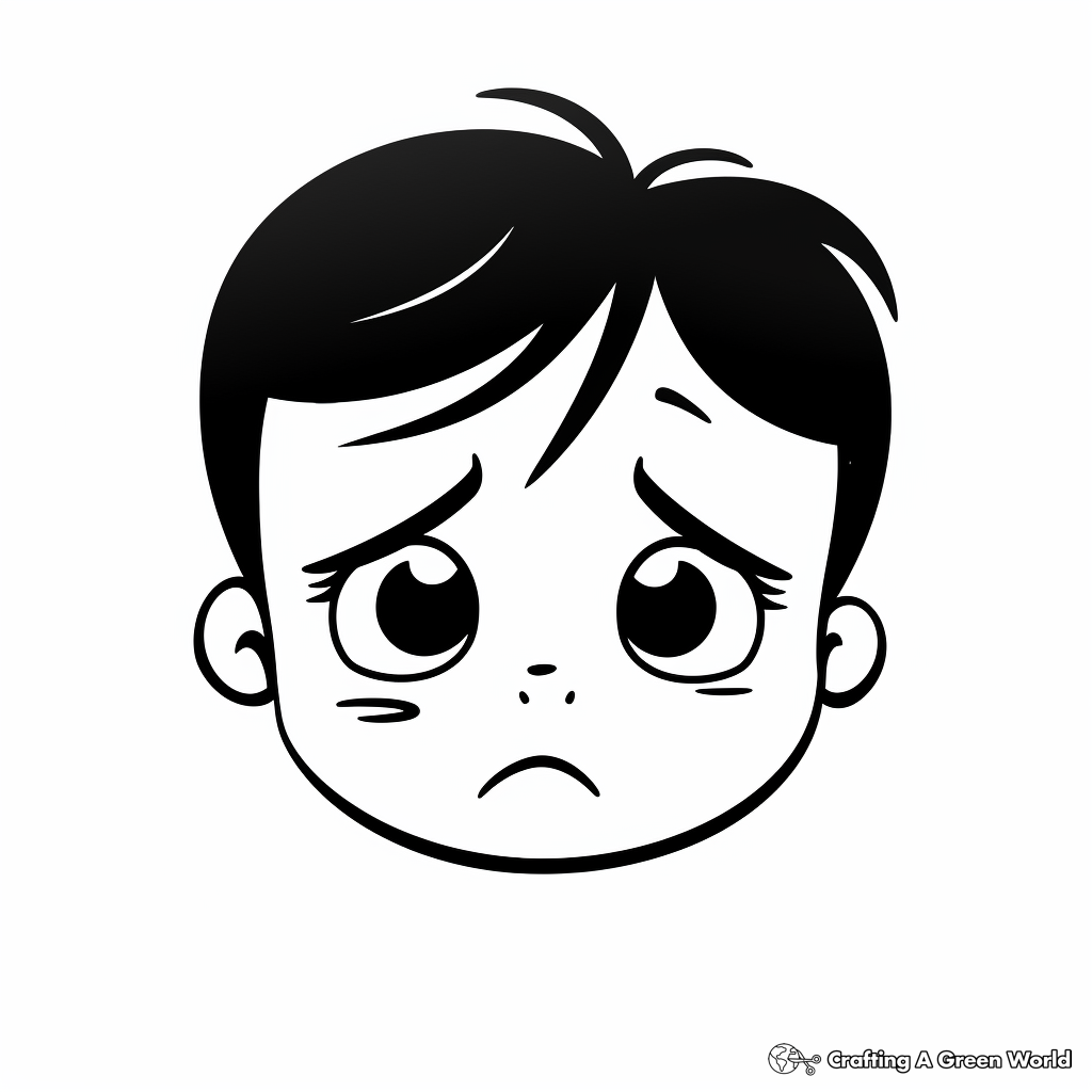 Kid-Friendly Cartoon Sad Face Coloring Pages 4