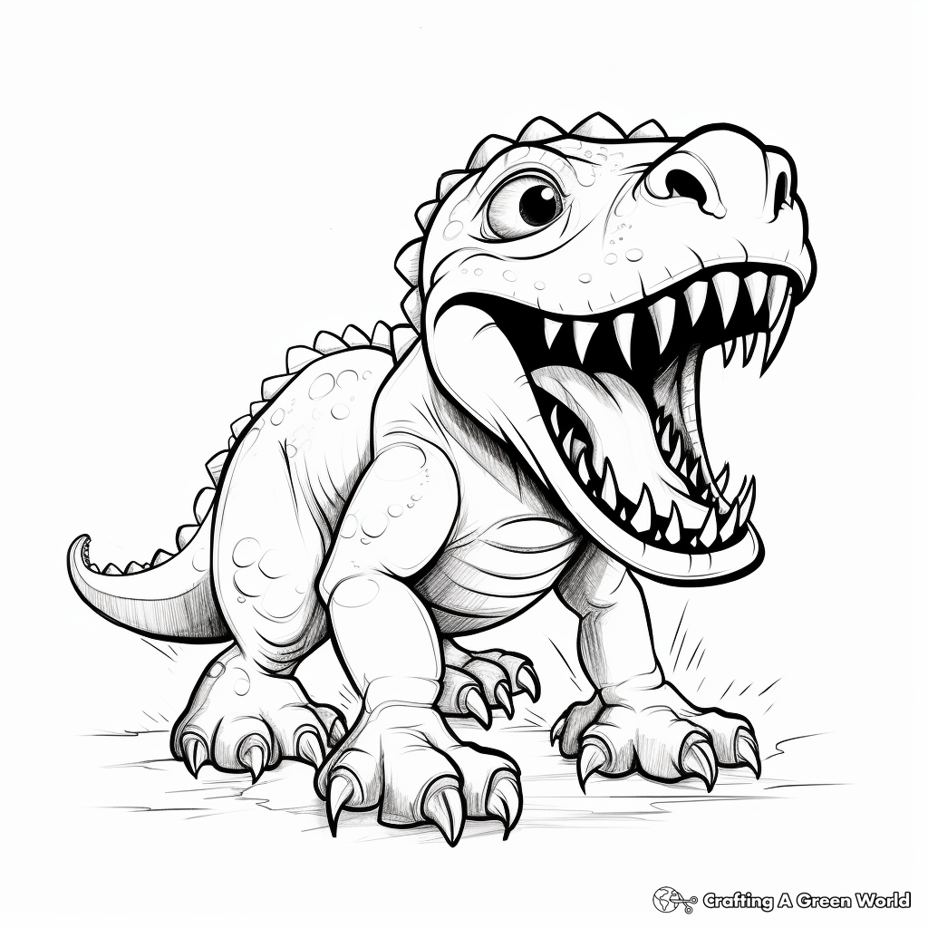 Kid-Friendly Cartoon Scary T Rex Coloring Pages 1